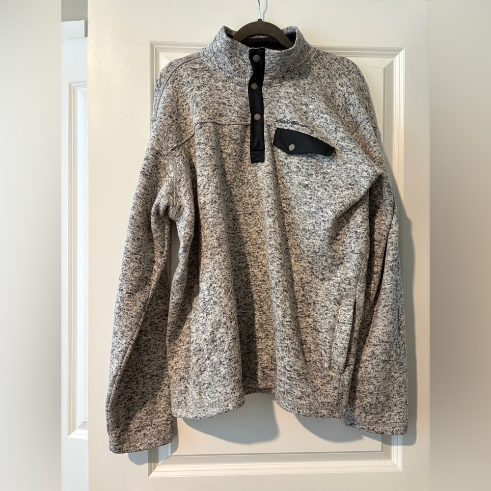 Eddie Bauer Men's Heather Gray Quarter-Snap Pullover Sweater
